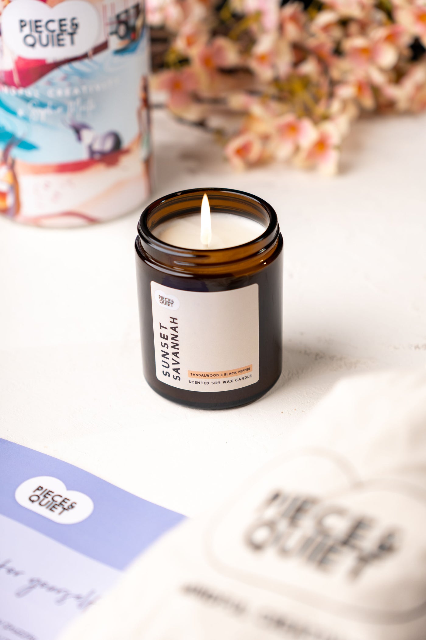 Sunset Savannah - Sandalwood & Black Pepper Vegan Soy Wax Scented Candle - 150ml