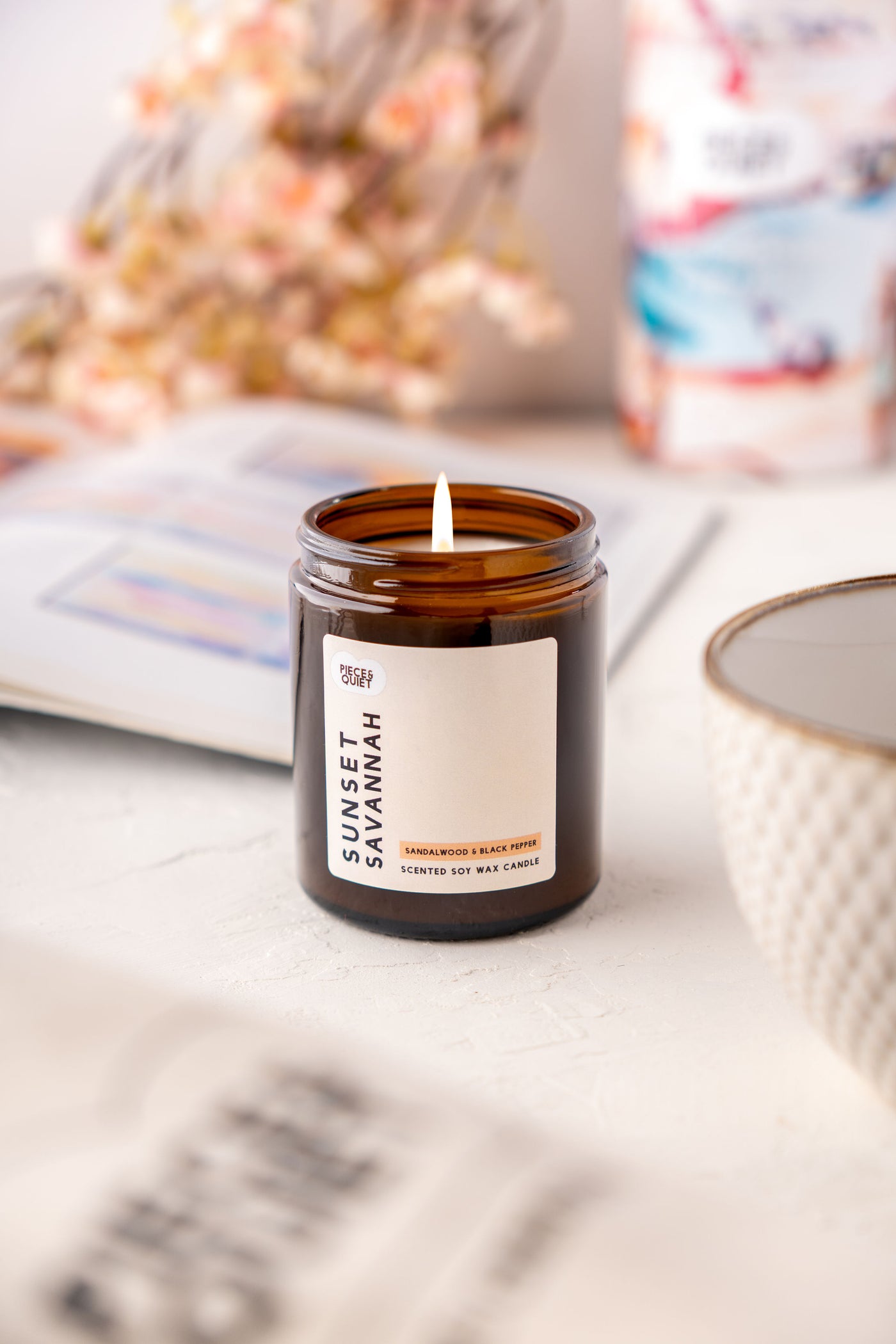 Sunset Savannah - Sandalwood & Black Pepper Vegan Soy Wax Scented Candle - 150ml
