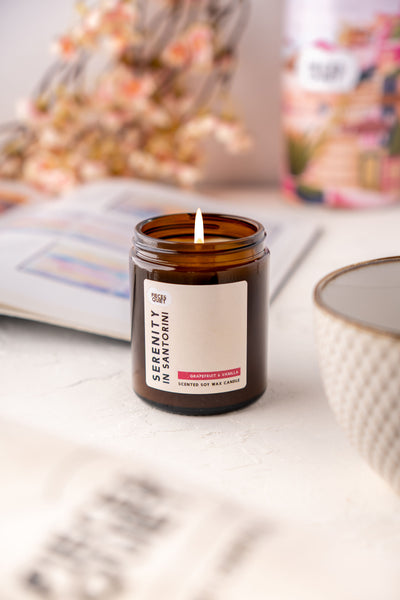 Serenity in Santorini - Grapefruit & Vanilla Vegan Soy Wax Scented Candle - 150ml