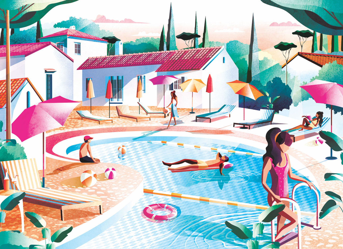 Poolside Paradise 500 Piece Art Jigsaw Puzzle for Adults Puzzle Tube Tote Bag Jigsaw Puzzle Gift For Her