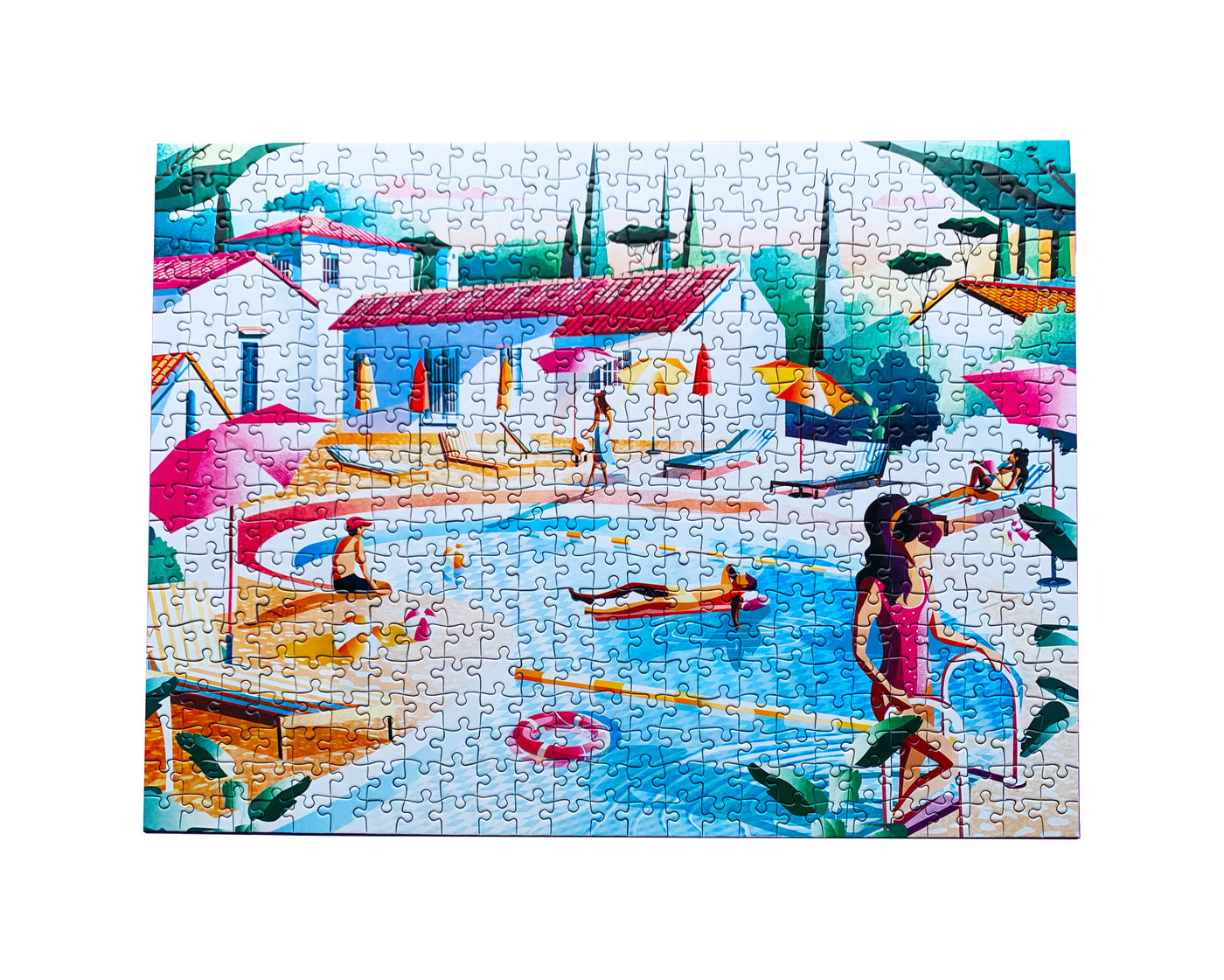 Poolside Paradise 500 Piece Art Jigsaw Puzzle for Adults Puzzle Tube Tote Bag Jigsaw Puzzle Close Up Gift For Her