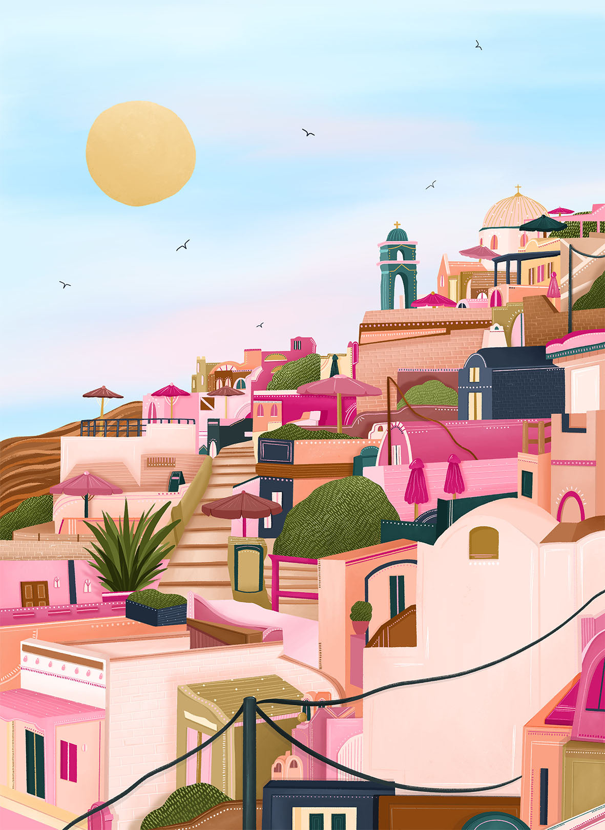 Serenity in Santorini 500 Piece Art Jigsaw Puzzle for Adults Puzzle Tube Tote Bag Jigsaw Puzzle Gift For Her