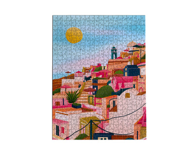 Serenity in Santorini 500 Piece Art Jigsaw Puzzle for Adults Puzzle Tube Tote Bag Jigsaw Puzzle Gift For Her